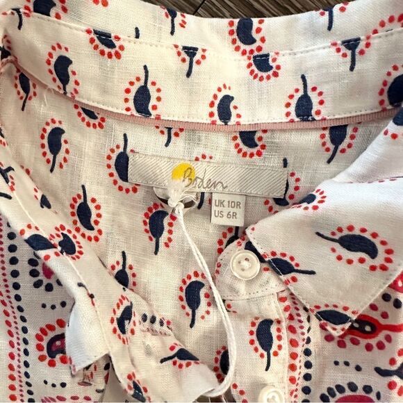 Boden Paisley Pattern Print Linen Shirt - Picture 6 of 11